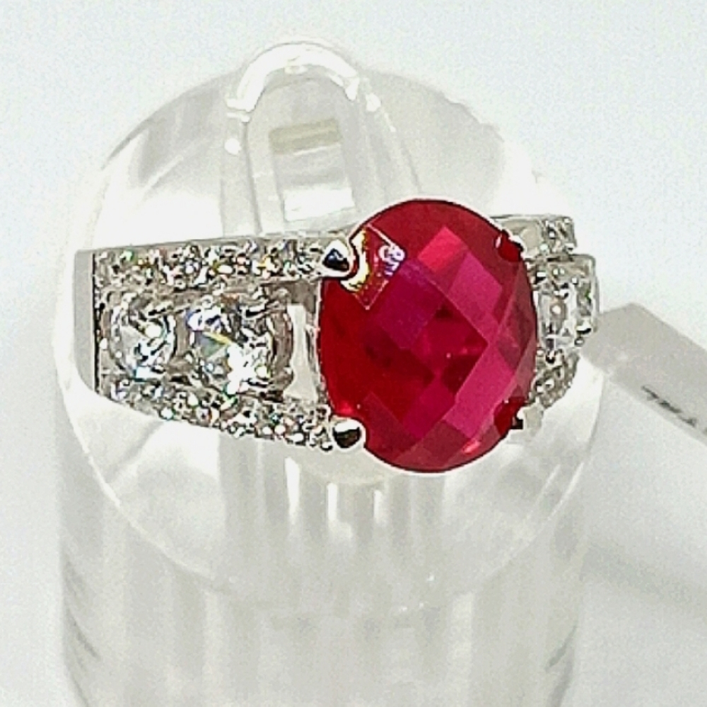 Crystal Ruby Sterling Silver Ring   [NWTs $131.99] For Animal Rescues - Picture 4 of 8
